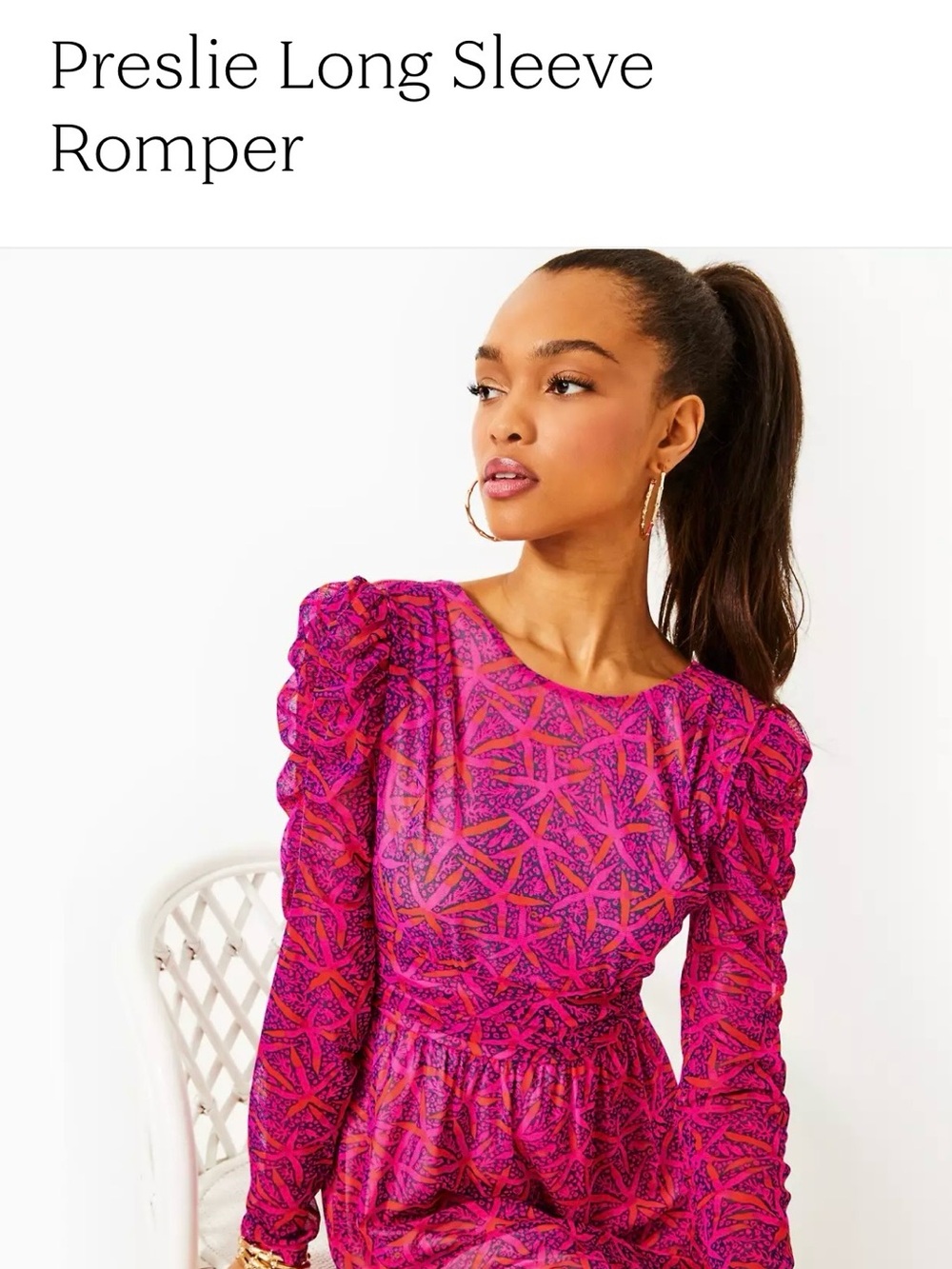 NWT Lilly Pulitzer Long Sleeve Presley Romper Mini Dress Sz L - Picture 5 of 10